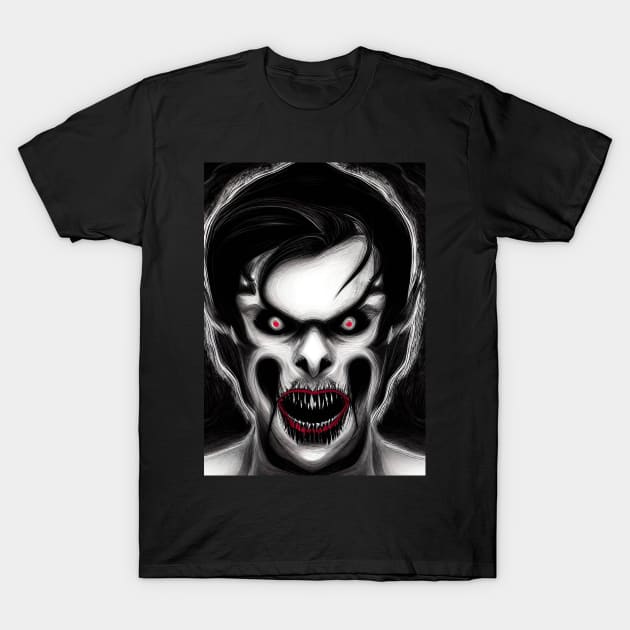 EVIL AND CREEPY RED EYED SPOOKY HALLOWEEN VAMPIRE T-Shirt by sailorsam1805